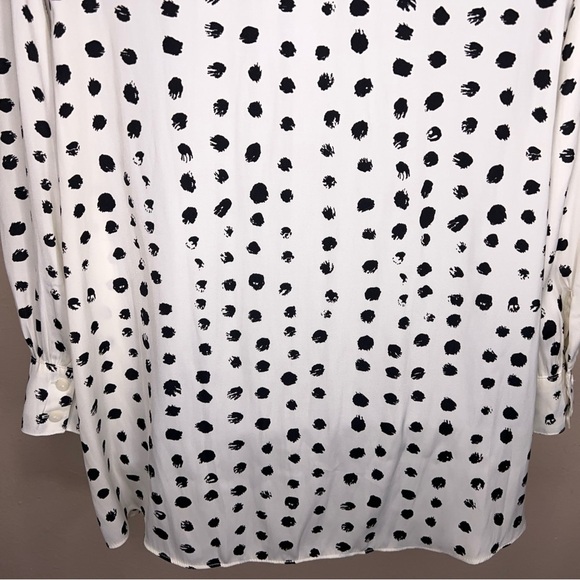 NEW Petite L Worthington White Black Polka Dot Blouse Bow Neckline 3/4 Sleeve - Picture 6 of 16